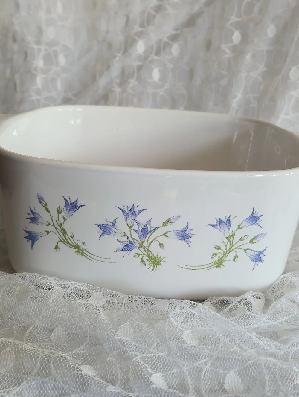 Vintage Corning Ware BLUE DUSK BeELLS  A 1.5 Liter Square Floral Casserole Dish